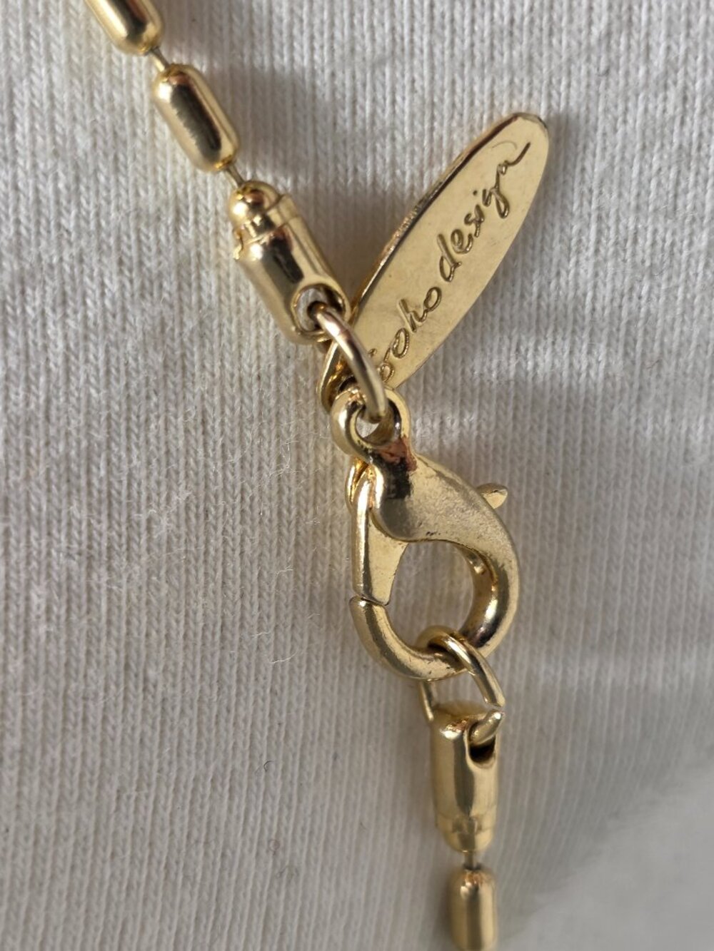 Soho Designs Gold Tone Pendant Necklace Centered Pearl & Beaded Style Chain - Picture 8 of 8